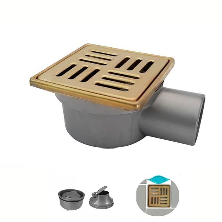 Gold Yer Süzgeci Slot 10x10 - Yandan Çıkışlı Ø50