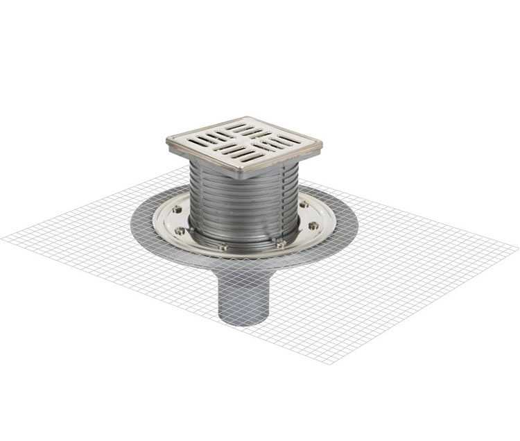 Sukar Line 14 10x10 Paslanmaz Flanşlı Yer Süzgeci Alttan Çıkışlı 6050-10-1