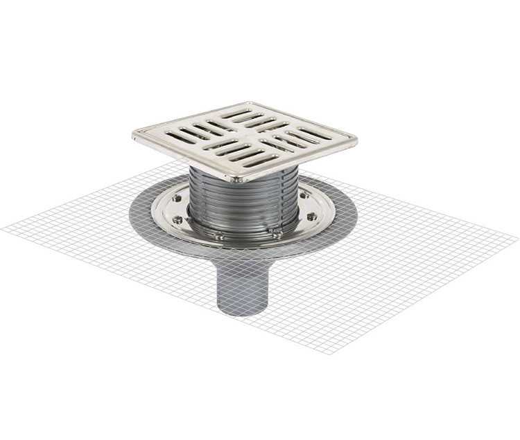 Sukar Line 14 15x15 Paslanmaz Flanşlı Yer Süzgeci Alttan Çıkışlı 6050-15-1