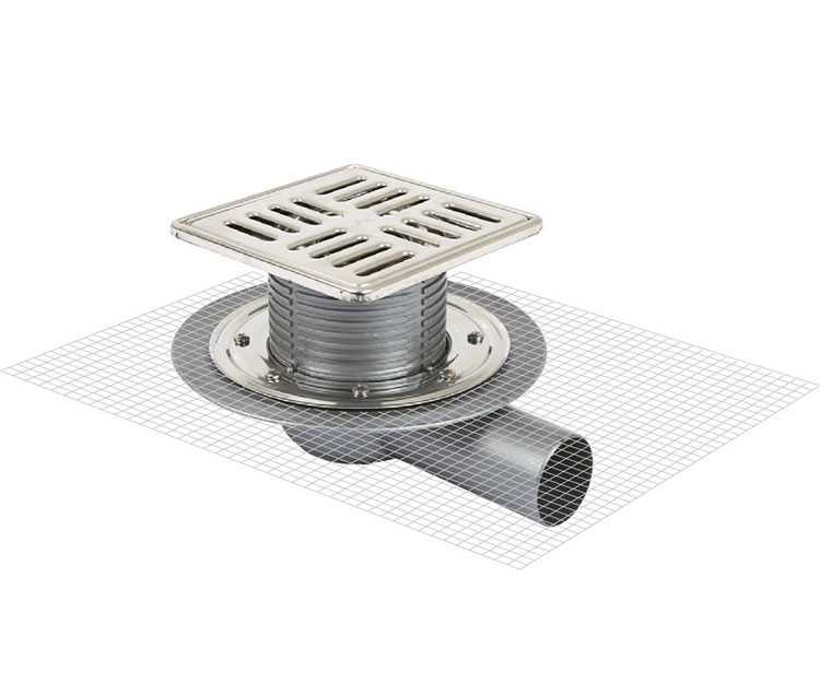 Sukar Line 14 15x15 Paslanmaz Flanşlı Yer Süzgeci Yandan Çıkışlı 7050-15-1