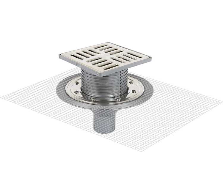 Sukar Line 14 15x15 Tekstil Plastik Çerçeveli Flanşlı Yer Süzgeci Alttan Çıkışlı 6050-15 - Görsel 1